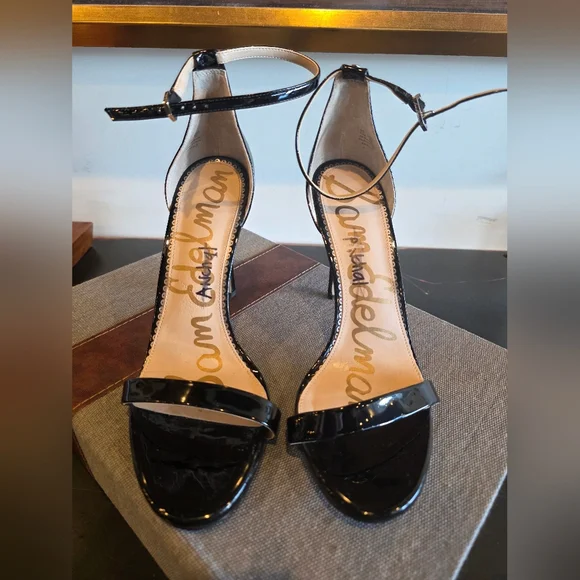 Black Patent Leather Stiletto Heels - Picture 2 of 7